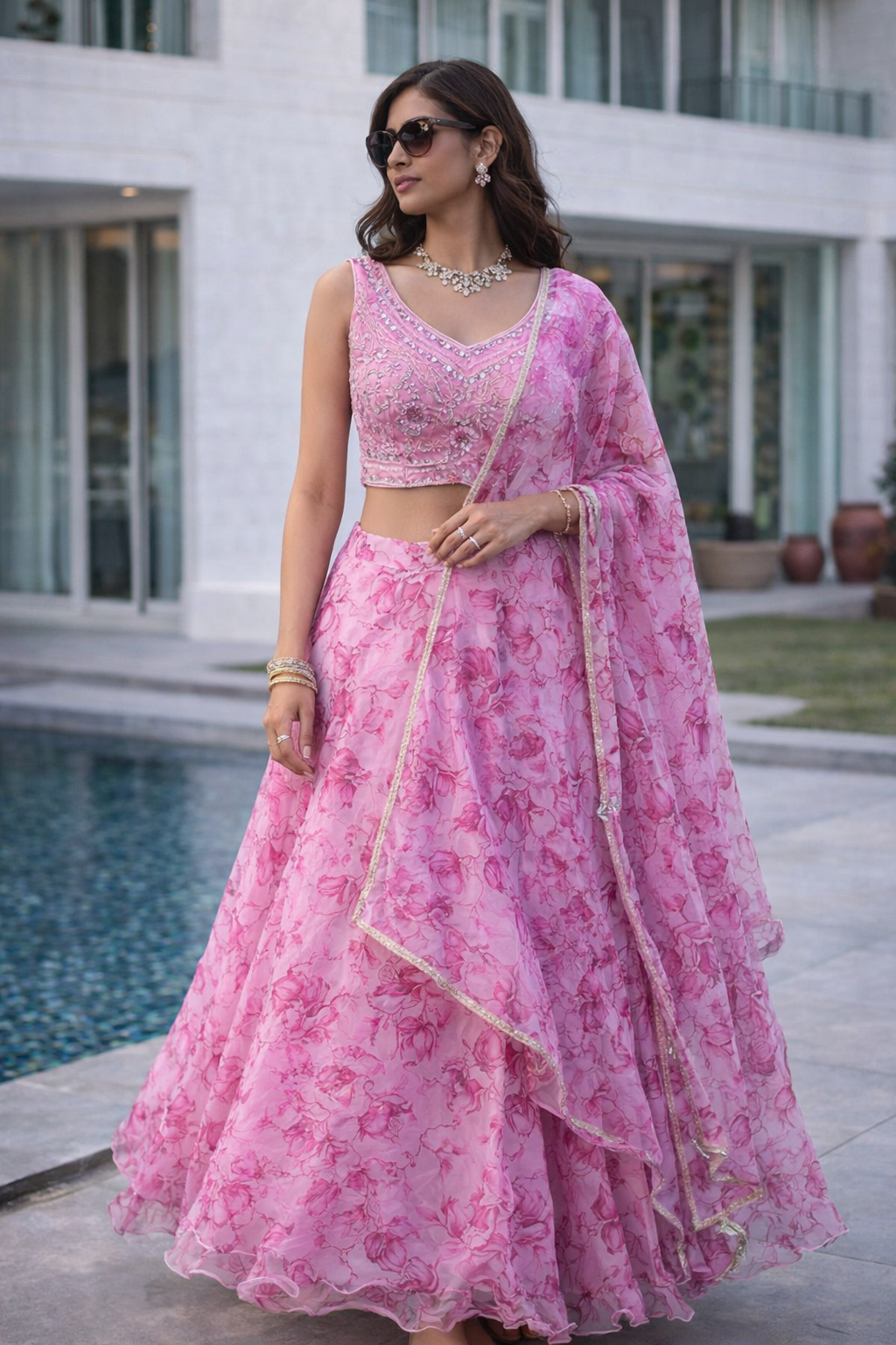 Pink Floral Couture Set