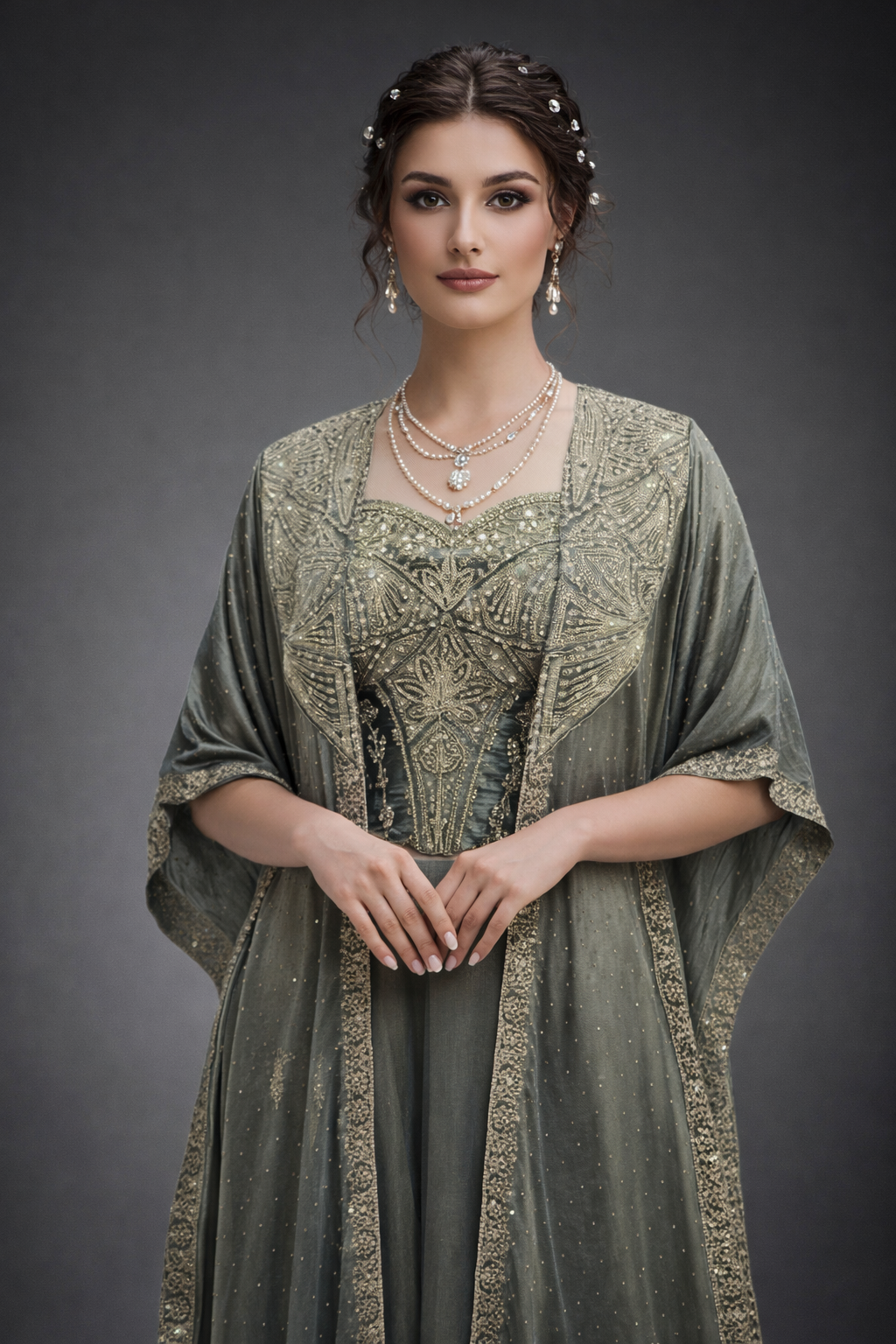 Two Tone Fandy Seagreen Swiroski Daimond 3pc Designer Lehnga