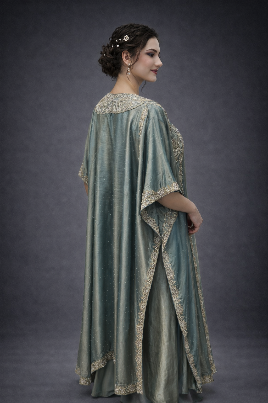 Two Tone Fandy Seagreen Swiroski Daimond 3pc Designer Lehnga