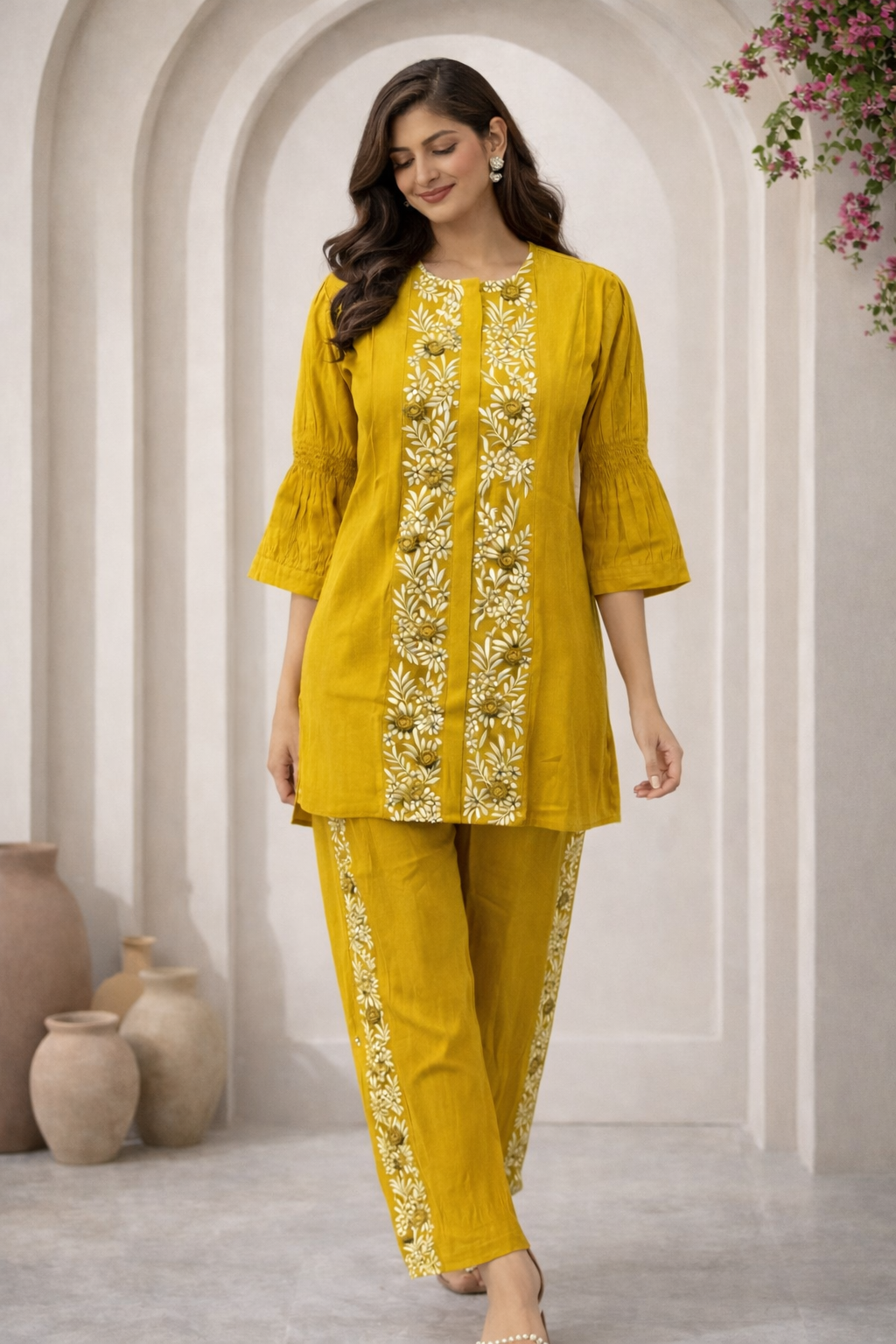 Mustard Meadow Embroidered Co-ord Set