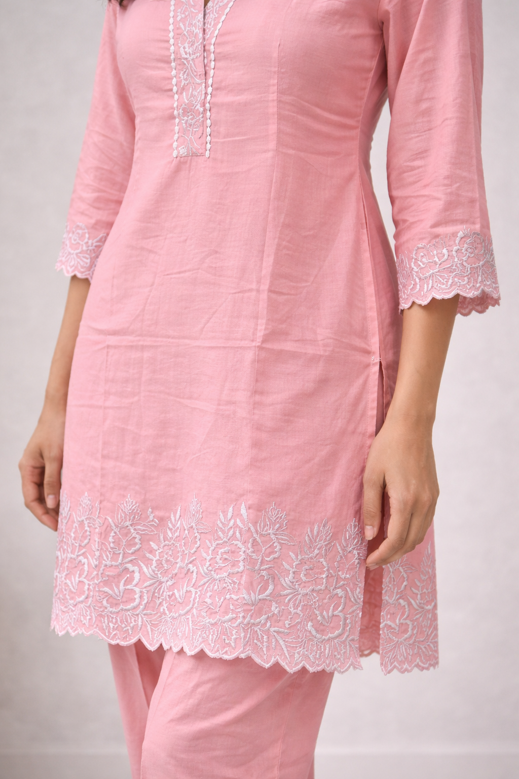Blush Petal Elegance Embroidered Co-rd Set