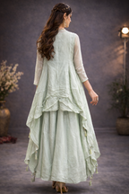 Seagreen georgete with deisgner cholli unique lehngha 3pc .