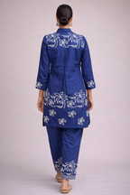 Blue Embroidery of Beach Theme Co-ord Set