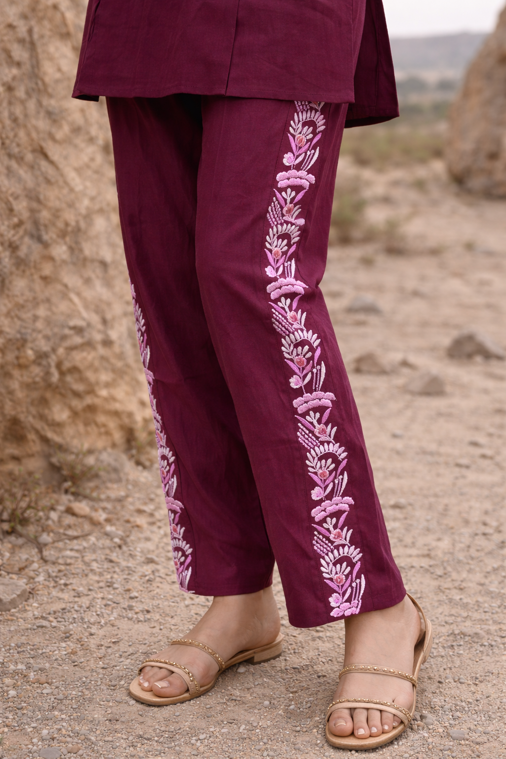 Navy Blue Embroidery Co-ord Set