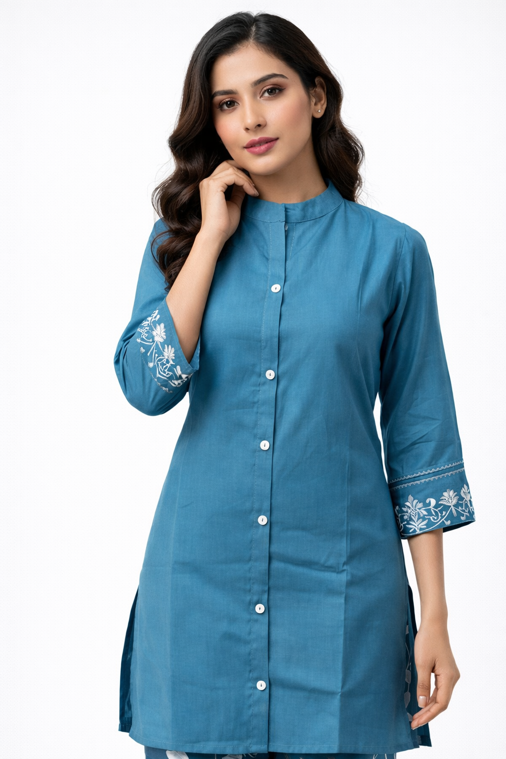 Purple Cord Set with Embroidery Floral Print