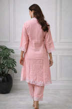 Blush Petal Elegance Embroidered Cord Set