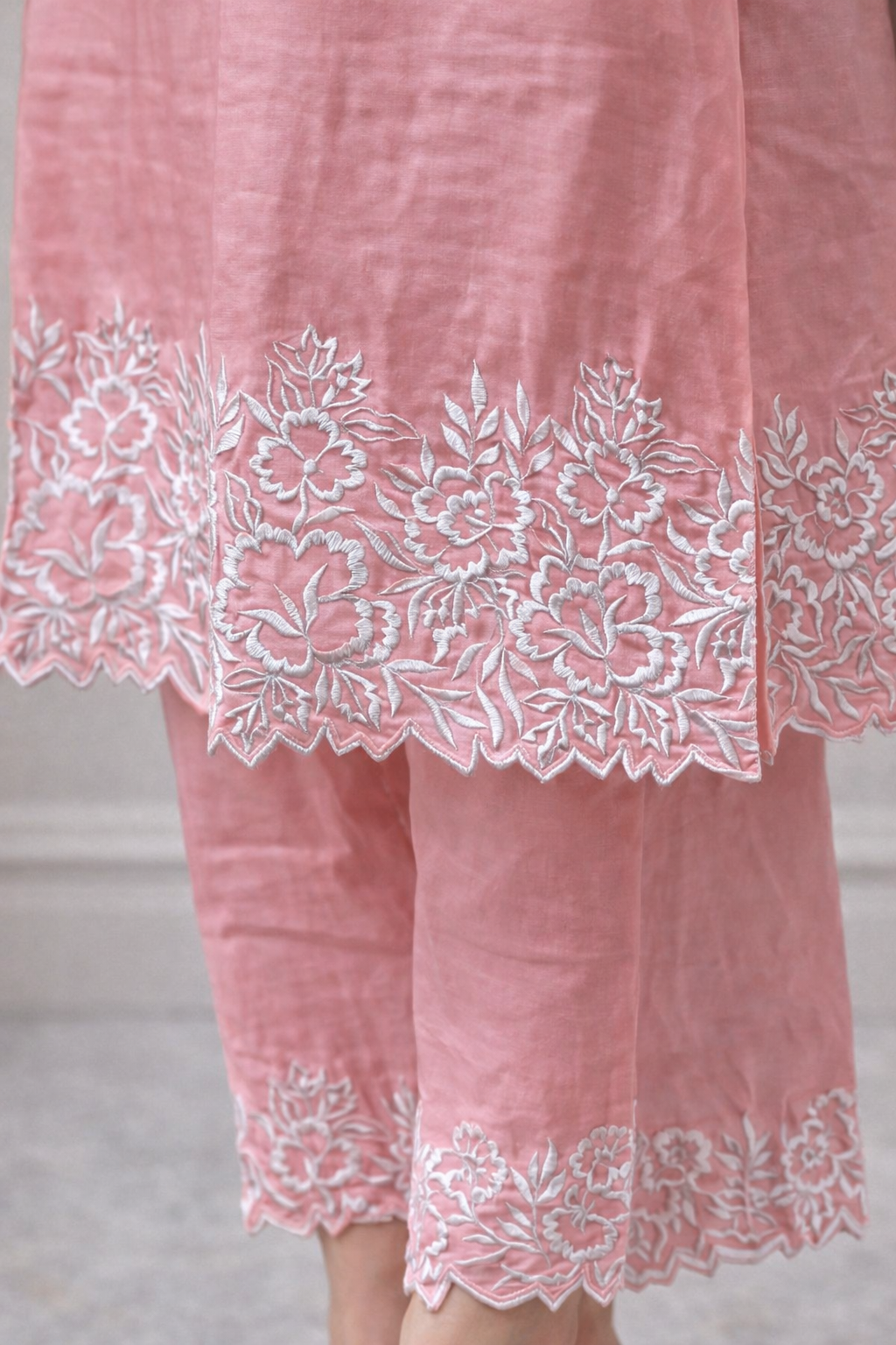 Blush Petal Elegance Embroidered Cord Set