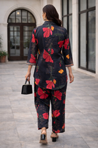 Black Multicolor Floral printed Co-ord Set