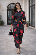 Black Multicolor Floral printed Co-ord Set
