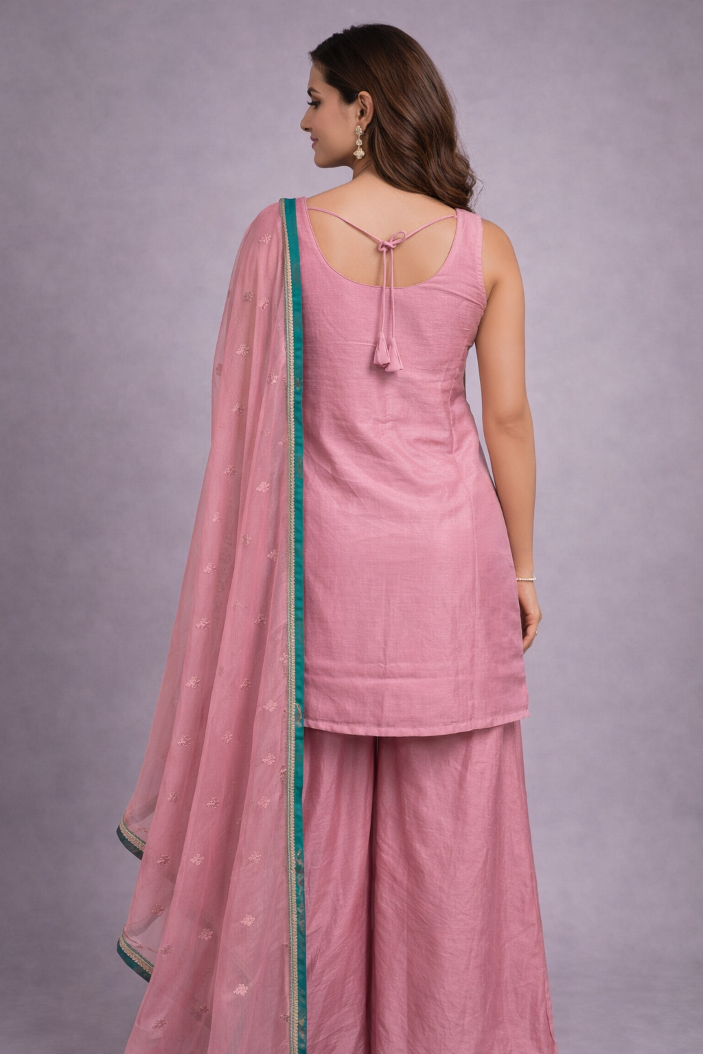 Pink Peacock Theme Embroidery Suit